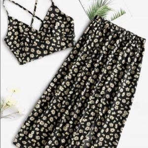 Zaful daisy print two piece outfit